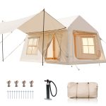 2 Room Inflatable Tents for Camping Blow Up Tent with Canopy & Pump for 8 Person.