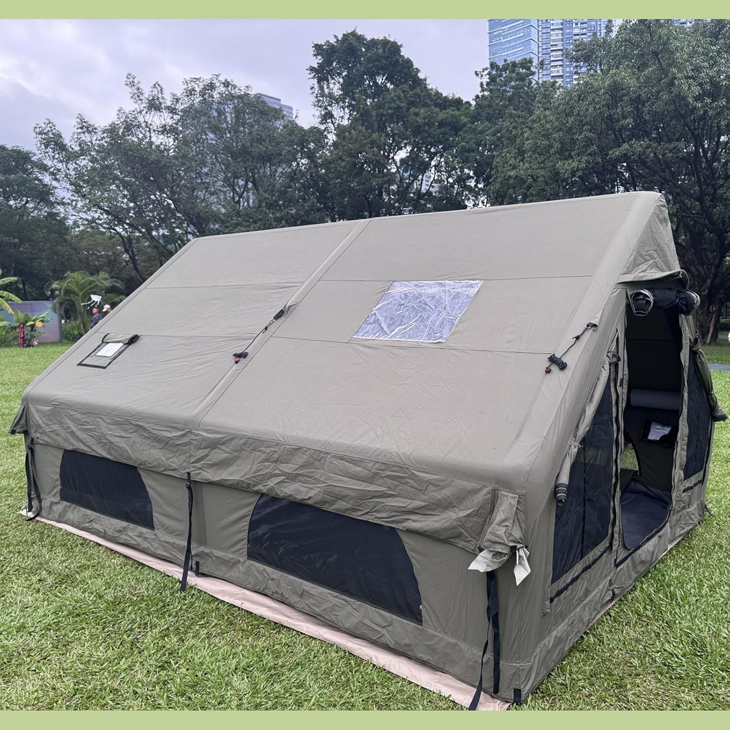 Luxury Large Inflatable Tent with Stove Jack & AC Port 4-12 Person 4 Season Glam