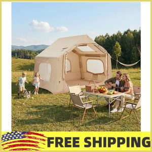 Large Inflatable Camping Tent for 4-6 Adult-Outdoor Shelter W/Hand Pump.