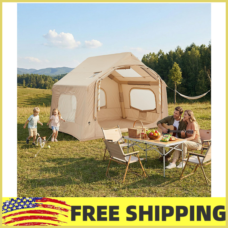 Large Inflatable Camping Tent for 4-6 Adult-Outdoor Shelter W/Hand Pump,8 Square.