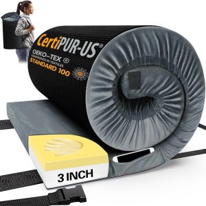 Memory Foam Camping Mattress Pad, CertiPUR-US, Portable Roll Up with Bag.