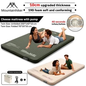 Mountainhiker Inflatable Sleeping Pad 10cm Camping Air Mattress With Bag.