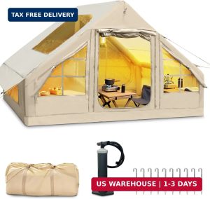 Inflatable Tent with Skylight for Camping 4-6 Person, Glamping Tents with Pump.