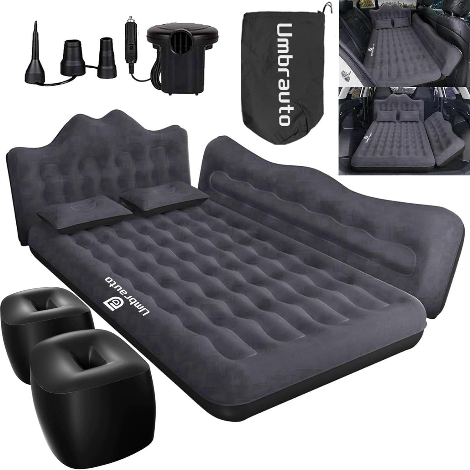 Car Air Mattress Bed: Inflatable SUV Camping Sleeping Pad for Truck Back Seat wi.