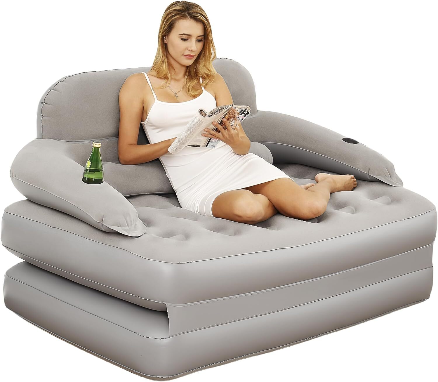 Inflatable Chair Air Couch with Air Pump, Camping Air Mattress Blow Up .