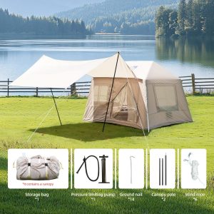 5.72m² Inflatable Camping Tent, Easy Setup 4 Season Windproof Glamping Tent.