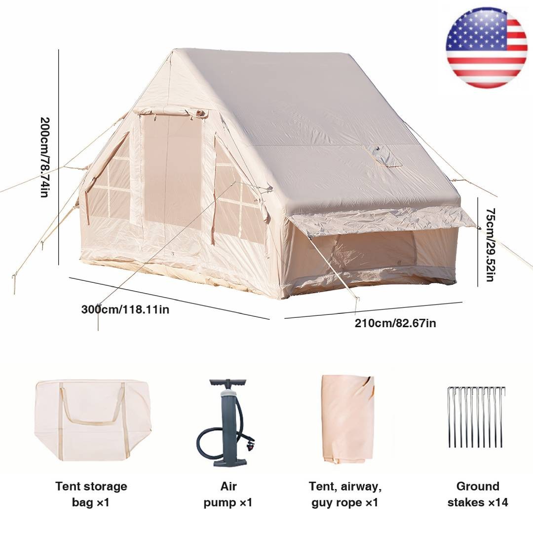 Inflatable Tent for Camping Tents 2-4 Person Tent Glamping with Pump Stove Jack