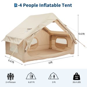 Inflatable Camping Tent for 2-6 Person, Quick Setup Blow Up Tent with Hand Pump.