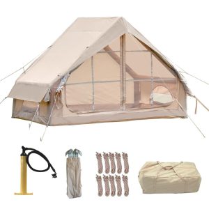 Inflatable Tent with Pump Oxford Cloth Easy Setup 4-6 Person Glamping Shelter.