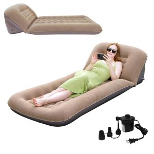Inflatable Camping Air Mattress with Adjustable Backrest.