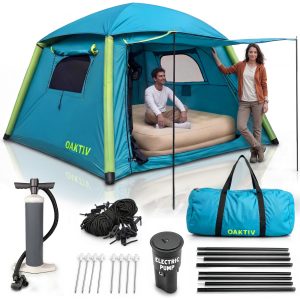 Oaktiv Self Inflatable Tents for Camping – CloudCamp 4-6 Person Blow Up Tent.
