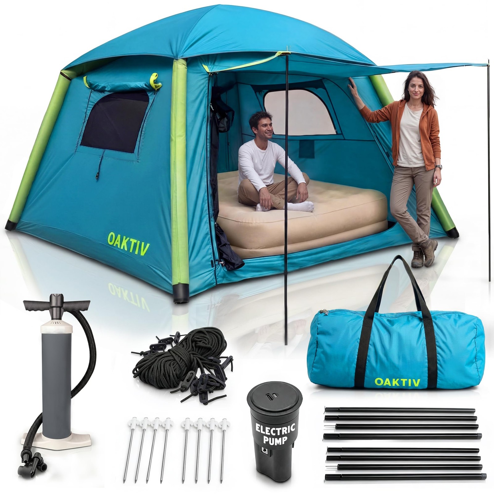 Oaktiv Self Inflatable Tents for Camping – CloudCamp 4-6 Person Blow Up Tent,.