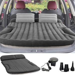 SUV Air Mattress Thickened and Double-Sided Flocking Travel Camping Bed with 2 Pillows.