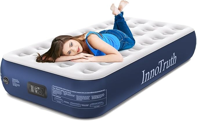 TWIN Air Mattress 13” Raised with Built-in Pump for Home & Camping Comfort
