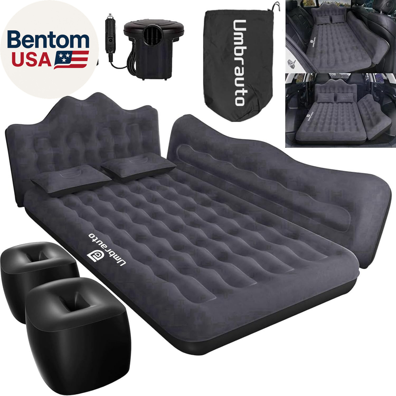 Inflatable Car Mattress Bed: SUV Camping Air Bed for Truck Backseat with Pump &