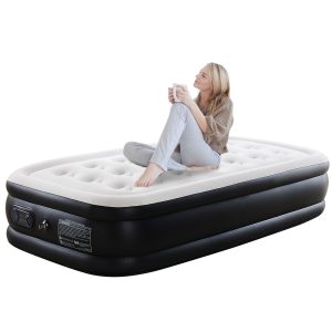 Inflatable Camping Air Mattress with Non-Slip Bottom, Built-in Pump Airbed.