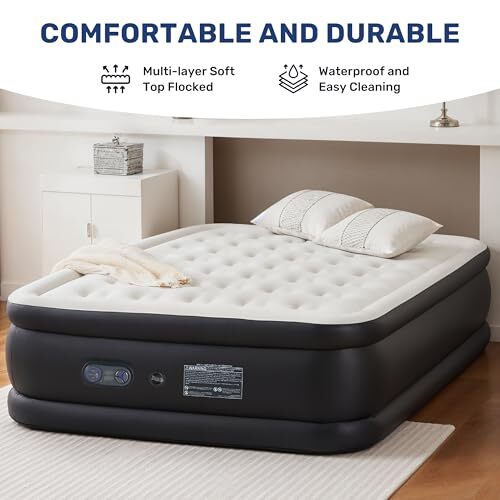Queen Camping Air Mattress Built-in Electric High-Speed Pump for Travel & Home