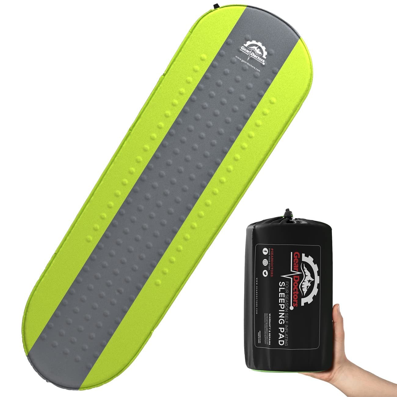 Insulated Self-Inflating Sleeping Pad 4.3R-Value for Camping & Backpacking