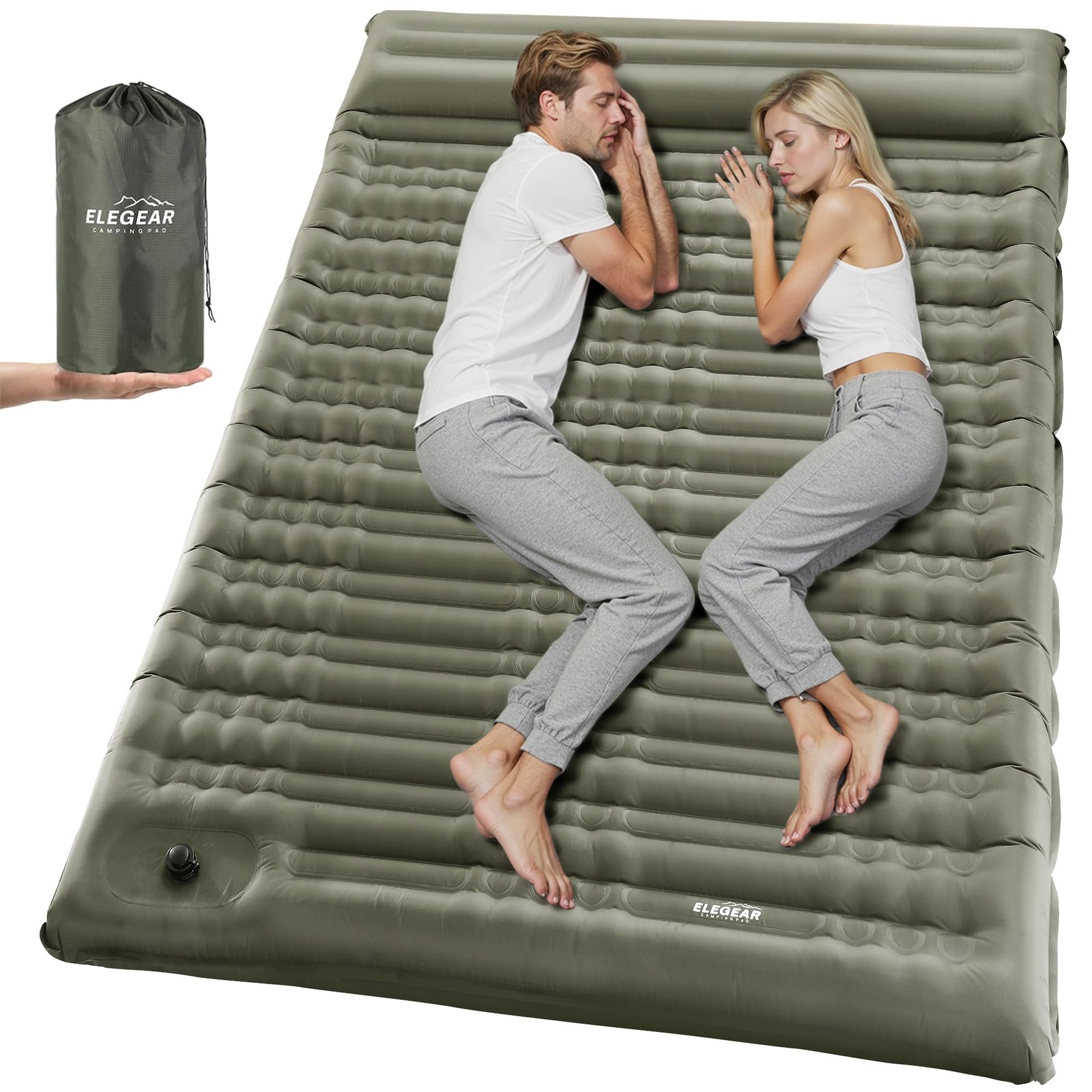 Double Sleeping Pad for Camping, 4.7″ Ultra-Thick Self Inflating Camping Pad …