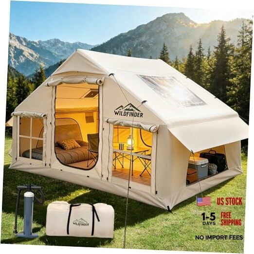 Inflatable Tent with Skylight, Quick Setup Blow Up Tents with 4-6p Off White