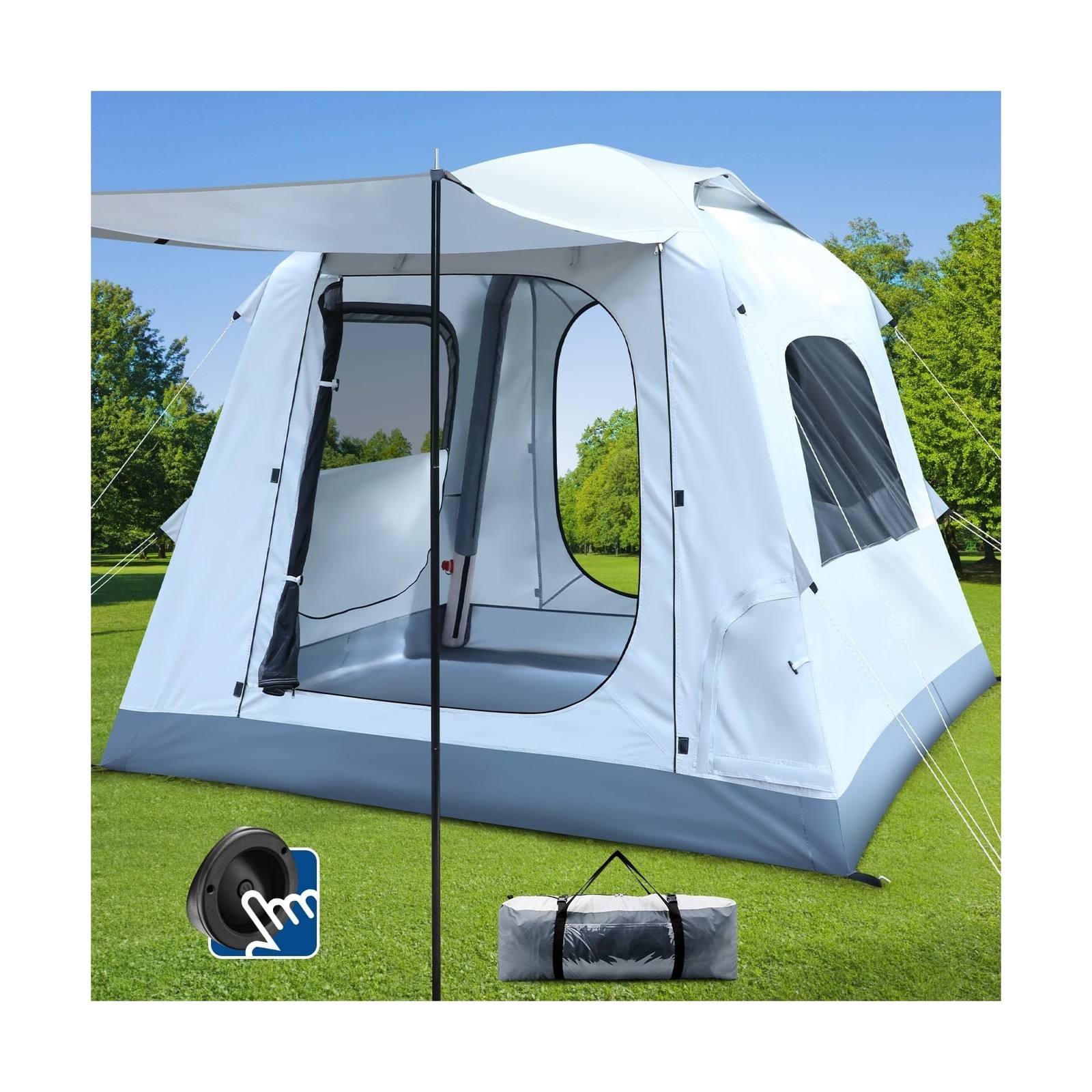 Quick Inflatable Camping Tent 3-4 Person Glamping Outdoor Air Blow Up Tents, …