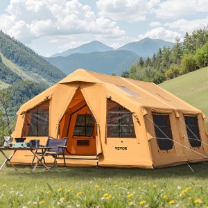 VEVOR Inflatable Tents for 3-12 Person Blow Up Camping Tent w/ Pump & Stove Jack.