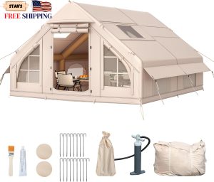 13FT X 10FT Inflatable Camping Tents 6-8 People Inflatable House Tents with Pump.