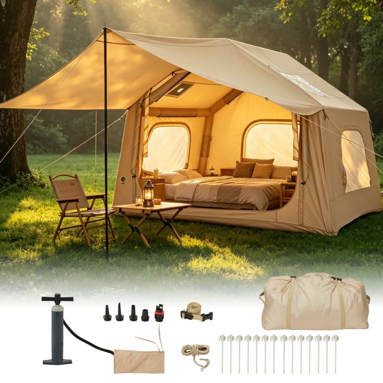 Inflatable Tents for Camping Blow Up Tent w/ Skylight Hand Pump 6Person Outdoor