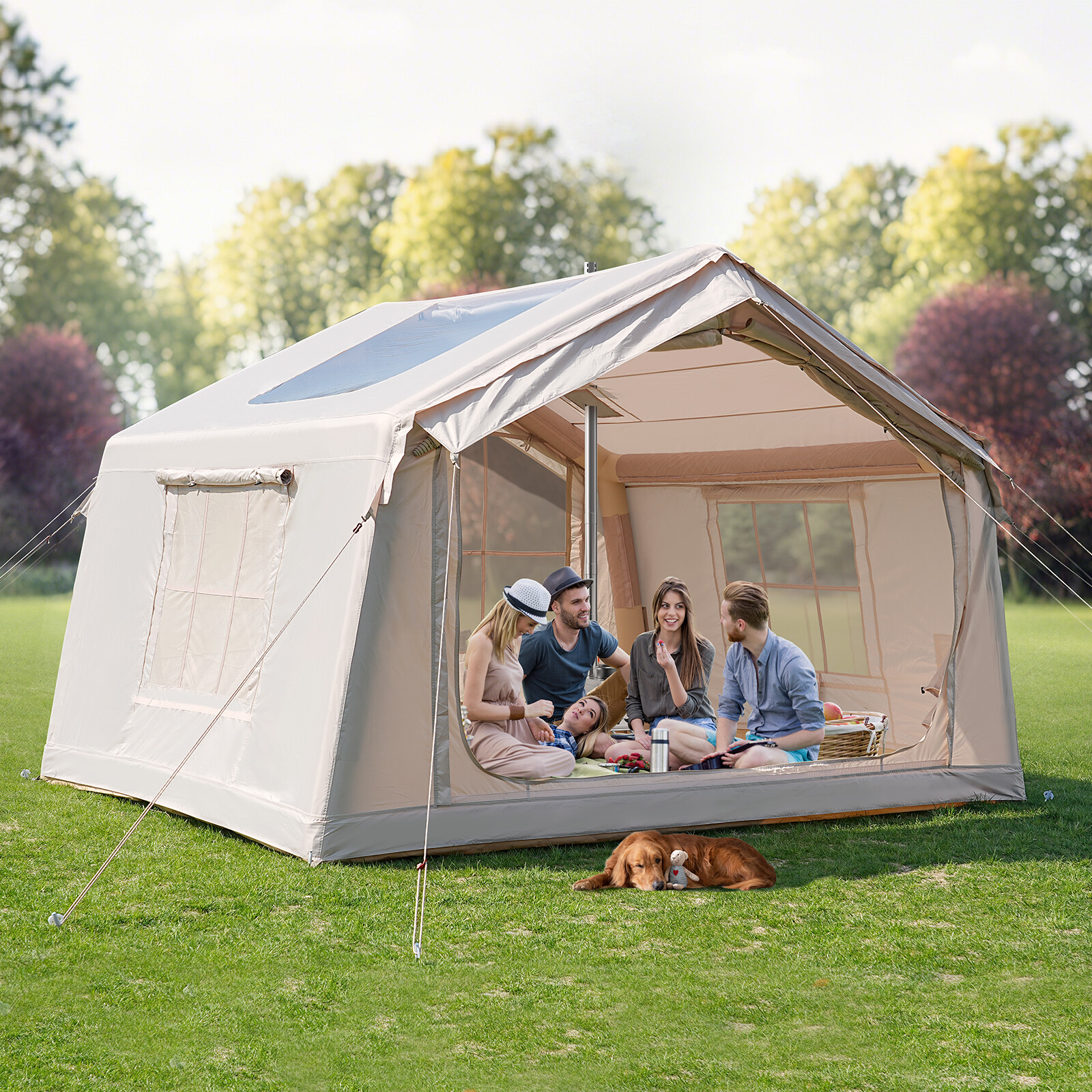 SLSY Inflatable Tents for Camping, 6 Person Inflatable Camping Tent with Pump