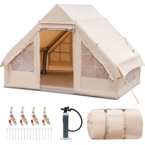 Inflatable Camping Tent 2-6 People Cotton Glamping Tent for Family Camping.