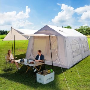 H&ZT 4 to 12 Person Inflatable Camping Tent Waterproof Tent W/Hand Pump Awning.