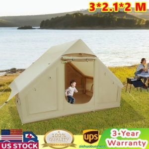 Portable Inflatable Camping Glamping Tent Waterproof Tent w/Hand Pump 4 Person.