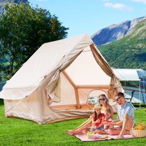 4-6 Person Inflatable Glamping Tent 5-Min Setup 4-Season Waterproof Oxford Tent.