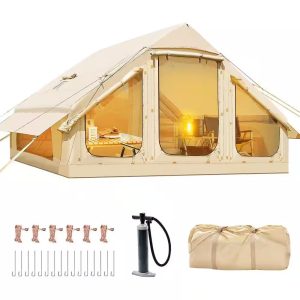 Inflatable Tent with Pump, Glamping Tents for 4-Person to 6-Person, Easy Setup.