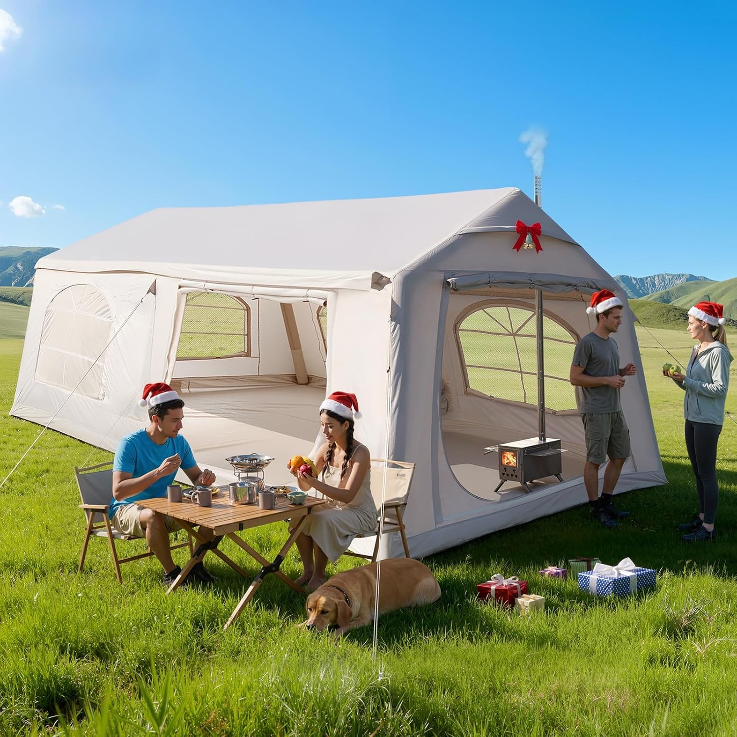 SLSY Inflatable Tents for Camping, Large Blow Up Tent with Hand Pump 4-12 People