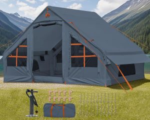 Inflatable Camping Tent for 2-8 People, Easy Setup, 4 Season with Rainfly.