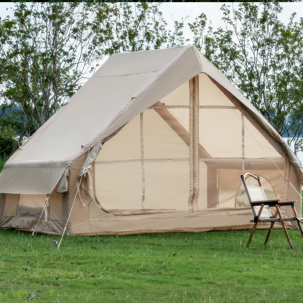 Inflatable Glamping Tent – 4-6 Person, Waterproof 4-Season, 12 Mesh Windows