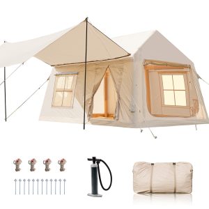 2 Room Inflatable Tents for Camping Blow Up Tent with Canopy & Pump for 8 Person.