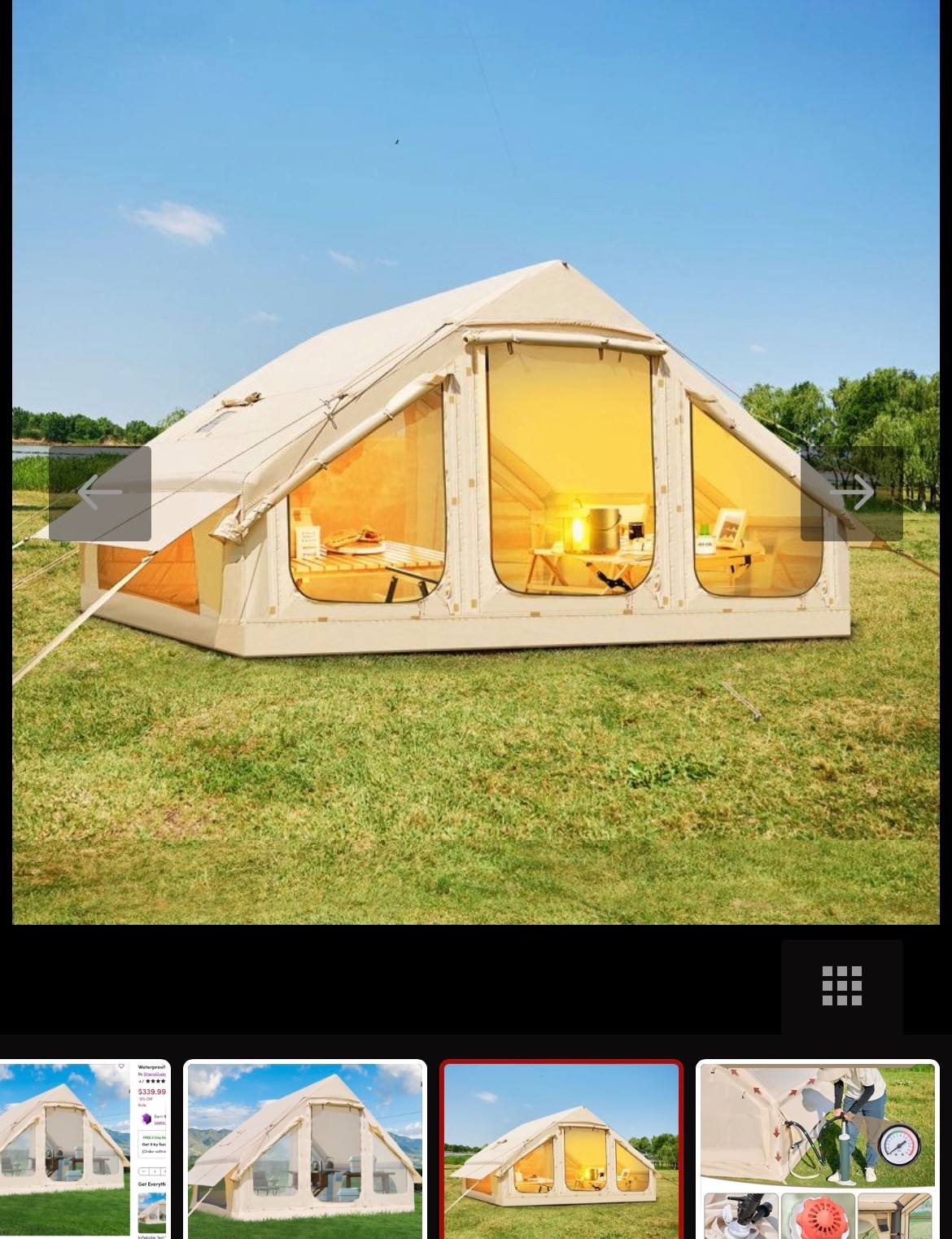 Inflatable Tent With Pump, Glamping Tents For 4-6 Person .
