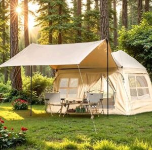 YOLENY 3-4 Person Inflatable Camping Tent + Canopy High Air Flow.