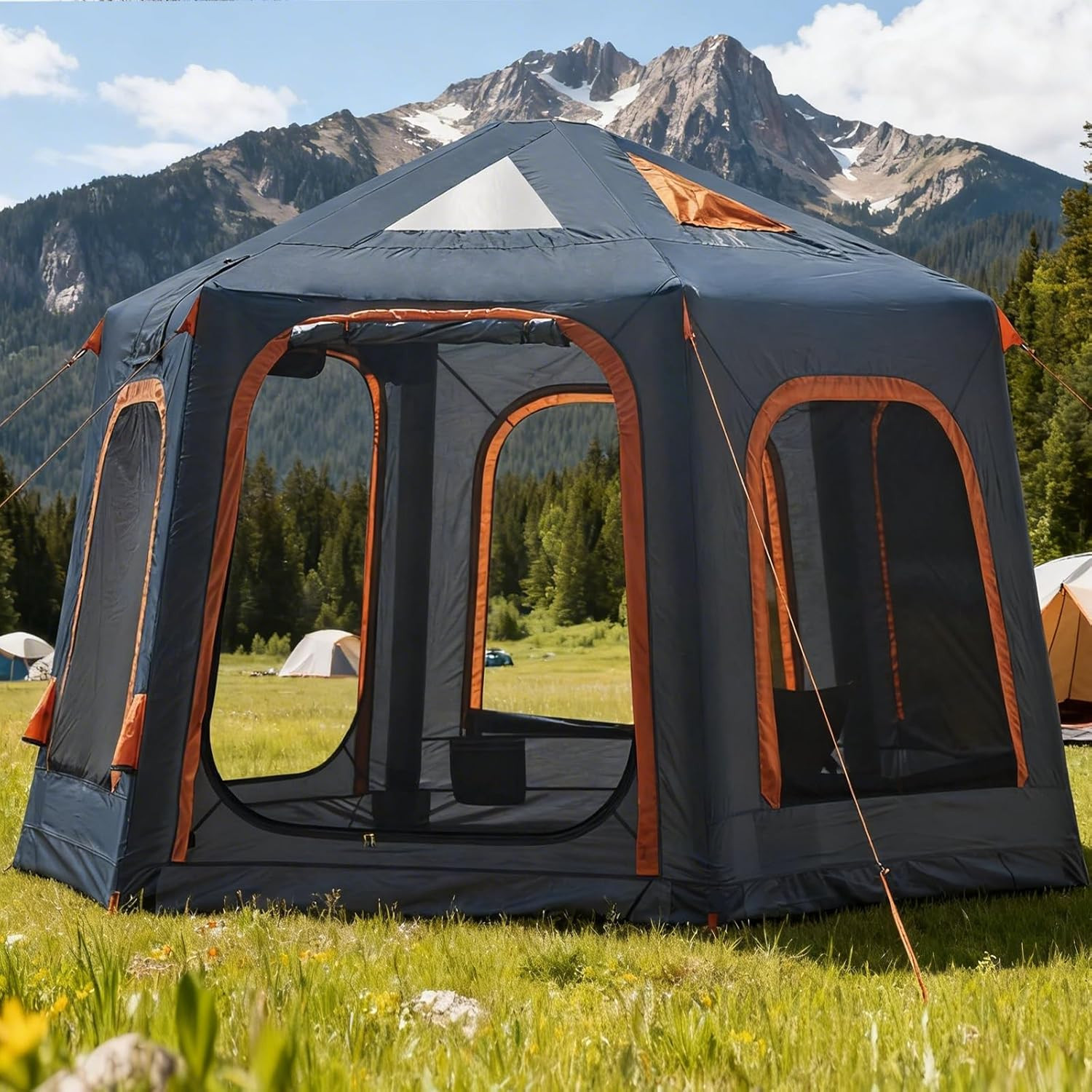 Inflatable Tents for Camping,2/4/6/8 Person Easy Setup Blow up Tents for 4 Seaso.