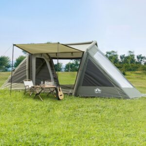 Outdoor Family Tent 8-Person Inflatable Tent Waterproof Spacious Blow-up Tent.