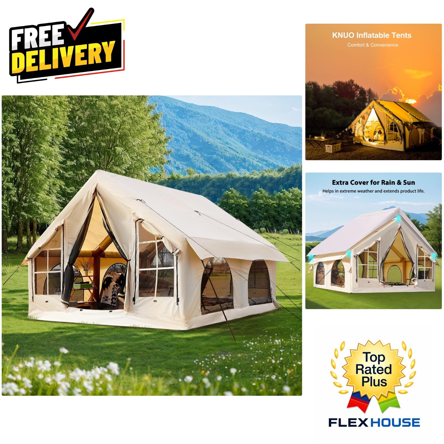 Effortless 10-Person Inflatable Tent – Set Up in 5 Minutes for Ultimate Comfort.