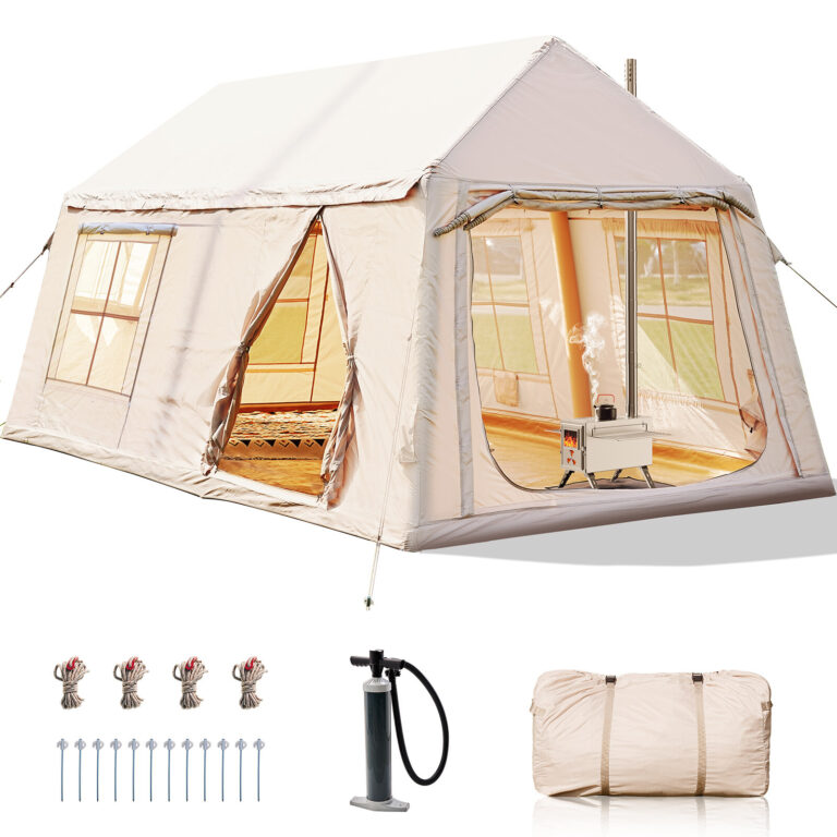 Inflatable Tents for Camping Blow Up Tent with Hand Pump Stove Jack for 6 Person.